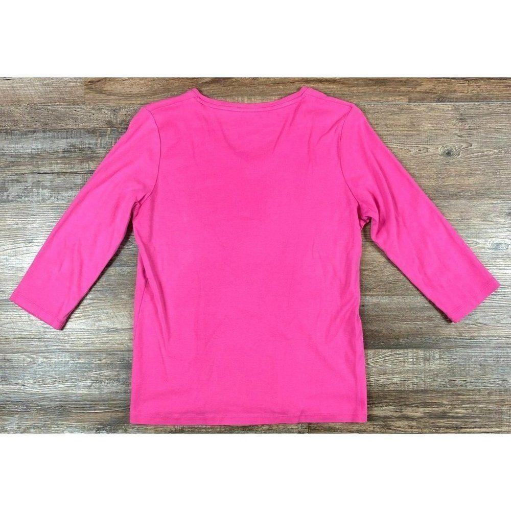 Kim Rogers Women's Pink 3/4 Sleeve Top (L) - Picture 3 of 4